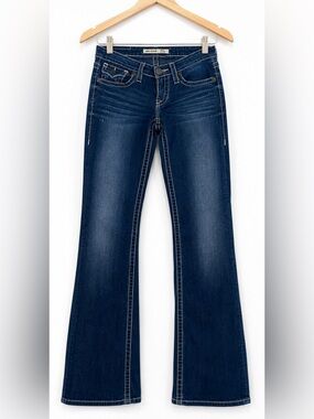 Big Star Remy Low Rise Bootcut Jeans 26L Y2K Western Flap Pocket Dark Wash 2000s